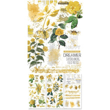 Charger l'image dans la galerie, 49 And Market - Rub-Ons 6"x12" - Color Swatch: Ochre. 3 sheets of 6x12" premium quality rub-on transfers. Each sheet is loaded with various imagery in shades of yellow ochre. Elements of florals, textures, word art and more make up this set. Available at Embellish Away located in Bowmanville Ontario Canada.