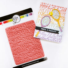 Charger l'image dans la galerie, Catherine Pooler - Background Stamp - Block & Script Birthday. This stamp mixes fonts repeating "happy birthday" and "party"- create beautiful texture on your project. Ink up the stamp in multiple colors or try white embossing and ink blending over top. Available at Embellish Away located in Bowmanville Ontario Canada. Card example by Catherine Pooler.