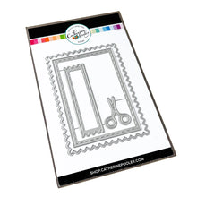 Load image into Gallery viewer, Catherine Pooler - Dies - A Cut Above. The A Cut Above Dies is a pinking cut edge frame die with layers and a little sewn tag die. The tiny snips are just the cutest addition! Available at Embellish Away located in Bowmanville Ontario Canada.