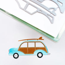 Load image into Gallery viewer, Catherine Pooler - Dies - Woodie Wagon. The Woodie Wagon Die is a unique and fun layered accent die to build your own classic beach buggy. This classic 1940's design vehicle has become a surf-icon...and we didn't forget the surf board and roof rack! Available at Embellish Away located in Bowmanville Ontario Canada.