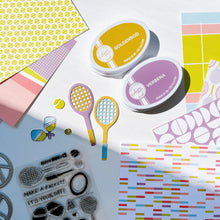 Charger l'image dans la galerie, Catherine Pooler - Dies - Your Serve. Create a feature die cut tennis racket. This large die set was created to allow you to build your own racket and ball in the colors of your choice. Available at Embellish Away located in Bowmanville Ontario Canada.