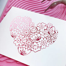 Charger l'image dans la galerie, Catherine Pooler - Hot Foil Plate - Hearts Aflutter. Foil a beautiful statement piece with the Hearts Aflutter Foil Plate. This floral heart features a butterfly and is a large image to fill your card front. Available at Embellish Away located in Bowmanville Ontario Canada. Example by brand ambassador.