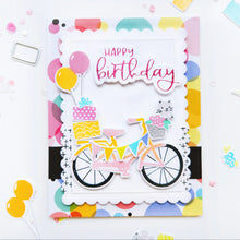 將圖片載入圖庫檢視器 Catherine Pooler - Stamp & Die Set - Pedaling By. Featuring a birthday bike with tons of fun decorations. Decorate with the gifts, balloons and bunting. There's also a basket that can be filled with flowers or a kitty to take along or the ride! Available at Embellish Away located in Bowmanville Ontario Canada. Example by Catherine Pooler Designs.