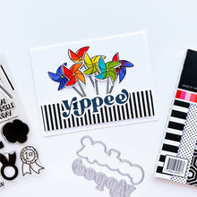 Load image into Gallery viewer, Catherine Pooler - Layered Word Dies - Yippee. Add excitement to your next creation with the Yippee Layered Word Die. This die comes with individual letters that can be used alone on or over the background layer for more color and interest. Available at Embellish Away located in Bowmanville Ontario Canada. Example by brand ambassador.