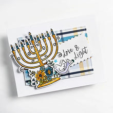 Charger l'image dans la galerie, Catherine Pooler - Patterned Paper - Eight Nights. Create gorgeous Hanukkah cards and paper projects with the Eight Nights Patterned Paper. Traditional colors of Whipped Honey, Shea Butter, Sauna, Tranquil, On the Lake, Juniper Mist, Rose Petals & Sage. Available at Embellish Away located in Bowmanville Ontario Canada. Example by brand ambassador.