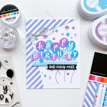 Load image into Gallery viewer, Catherine Pooler - Patterned Paper - Par-Tay Time. One look at this paper pack and you will know it is Par-Tay Time! This Patterned Paper if bright, bold and modern. It has you covered from the balloons and candles to the scalloped icing and sprinkles! Available at Embellish Away located in Bowmanville Ontario Canada. Example by brand ambassador.