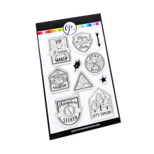 Cargar imagen en el visor de la galería, Catherine Pooler - Sentiments Stamp & Die Set - Wilderness Collector. Travel badges. Available at Embellish Away located in Bowmanville Ontario Canada.