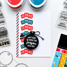 Load image into Gallery viewer, Catherine Pooler - Sentiments Stamps - No Shaking. Make the perfect gift tags this season with the No Shaking Sentiments Stamp Set. This adorable set has cute sentiments like "this package does not contain fruitcake" and "do not open 'til Christmas". Available at Embellish Away located in Bowmanville Ontario Canada. Example by brand ambassador.