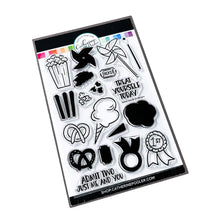 गैलरी व्यूवर में इमेज लोड करें, Catherine Pooler - Stamp & Die Set - Admit Two. The Admit Two Stamp Set and Dies features all the yummy fair classics like cotton candy and soft pretzels. It also has other festive elements like a pinwheel and the first place ribbon. Available at Embellish Away located in Bowmanville Ontario Canada.