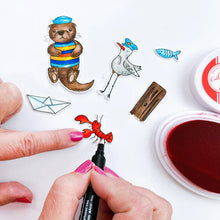 Charger l'image dans la galerie, Catherine Pooler - Stamp & Die Set - Ahoy Matey. Get ready for a swashbuckling good time in your crafty space! The Ahoy Matey Stamp Set and its coordinating dies includes a cast of the cutest North East Coast fisherman you have ever seen! Available at Embellish Away located in Bowmanville Ontario Canada.
