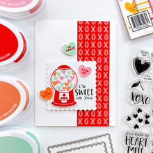Load image into Gallery viewer, Catherine Pooler - Stamp & Die Set - Give Me Some Sugar. The Give Me Some Sugar Stamp Set and coordinating dies will "make your heart melt"! This set features all the sweetest treats for your valentine or someone you have the hearts for! Available at Embellish Away located in Bowmanville Ontario Canada. Example by brand ambassador.
