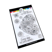 Charger l'image dans la galerie, Catherine Pooler - Stamp & Die Set - Hearts Aflutter. Set someone's heart aflutter with this beautiful stamp set and coordinating dies! The Hearts Aflutter Stamps features a large, line-art heart made of flowers and a butterfly. Available at Embellish Away located in Bowmanville Ontario Canada