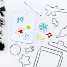 Charger l'image dans la galerie, Catherine Pooler - Stamp & Die Set - Jar Full of Joy. Fill your holiday cookie jar with joy! Use the Jar Full of Joy Stamp Set and Coordinating Dies to create your own holiday decor cards! Fill the jar or turn it into a shaker card. Available at Embellish Away located in Bowmanville Ontario Canada.