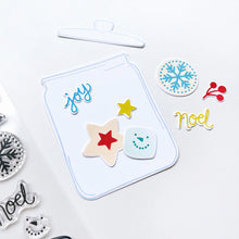 Charger l'image dans la galerie, Catherine Pooler - Stamp & Die Set - Jar Full of Joy. Fill your holiday cookie jar with joy! Use the Jar Full of Joy Stamp Set and Coordinating Dies to create your own holiday decor cards! Fill the jar or turn it into a shaker card. Available at Embellish Away located in Bowmanville Ontario Canada.