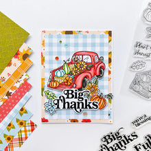 Charger l'image dans la galerie, Catherine Pooler - Stamp & Die Set - Pumpkin Pick-Up. Straight from the farm, this Set is the quintessential fall image! Color in this large line art image of a vintage truck filled to the brim with hay, sunflowers and of course- the pumpkins! Available at Embellish Away located in Bowmanville Ontario Canada. Example by brand ambassador.