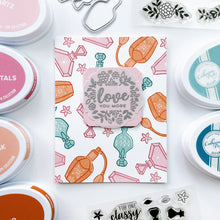 Load image into Gallery viewer, Catherine Pooler - Stamp & Die Set - Scentsational. Tell her she is "one classy lady" with the Scentsational Set! This perfume bottle themed set features two-step stamps with a elegant style. Available at Embellish Away located in Bowmanville Ontario Canada. Example by brand ambassador.