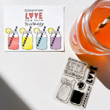 Charger l'image dans la galerie, Catherine Pooler - Stamp & Die Set - Serving LOVE. Serve up some love in the form of a cold, court-side beverage with this adorable set. The Serving LOVE Stamp Set features a classic jar style drink complete with tennis ball garnish and striped straw! Available at Embellish Away located in Bowmanville Ontario Canada. Example by Catherine Pooler Designs.