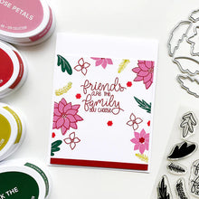 Load image into Gallery viewer, Catherine Pooler - Stamp & Die Set - Winter Arrangement. The Winter Arrangement Floral Stamp & Die Set has a variety of stamps to color or layer for creating beautiful wreaths and swags. Create layers using the dies to make your wreath building a breeze. Available at Embellish Away located in Bowmanville Ontario Canada Example by brand ambassador.