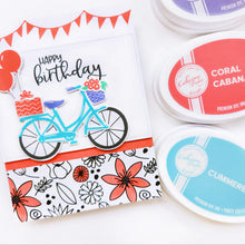 將圖片載入圖庫檢視器 Catherine Pooler - Stamp & Die Set - Pedaling By. Featuring a birthday bike with tons of fun decorations. Decorate with the gifts, balloons and bunting. There's also a basket that can be filled with flowers or a kitty to take along or the ride! Available at Embellish Away located in Bowmanville Ontario Canada. Example by Catherine Pooler Designs.