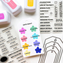 Charger l'image dans la galerie, Catherine Pooler - Stamps - Party Colors. Updated to include the new 2023 Colors! Label your swatches and get organized with the Party Colors Stamp Set. This set includes each of the Party Color Ink Names as an individual stamp. Available at Embellish Away located in Bowmanville Ontario Canada. Example by brand ambassador.