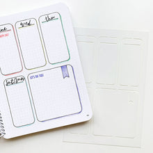 Cargar imagen en el visor de la galería, Catherine Pooler - Stencil - At A Glance. This At a Glance reusable stencil is from Catherine Pooler Designs. This stencil is perfect for making a 5 day week on a page of a Canvo or other planner or journal (sold separately). Available at Embellish Away located in Bowmanville Ontario Canada. Example by Catherine Pooler