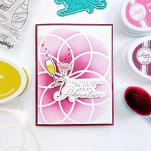 Charger l'image dans la galerie, Catherine Pooler - Stencil - Spirodahlia. Add a doodle-style dahlia to your next card or project with the Spirodahlia Stencil. Grab your ink blending brushes or favorite medium and have fun creating with this large geometric bloom stencil. Available at Embellish Away located in Bowmanville Ontario Canada. Example by brand ambassador.