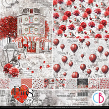 Load image into Gallery viewer, Ciao Bella - 12x12 Patterns Pad - 8/Pkg - Paris Je t’aime. “Paris Je t’aime” is an elegant and modern collection that celebrates Paris with a refined combination of white, black, and red details. Available at Embellish Away located in Bowmanville Ontario Canada.