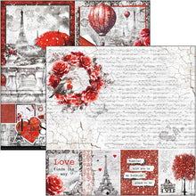 Load image into Gallery viewer, Ciao Bella - 8x8 Paper Pad - 12/Pkg - Paris Je t’aime. “Paris Je t’aime” is an elegant and modern collection that celebrates Paris with a refined combination of white, black, and red details. Available at Embellish Away located in Bowmanville Ontario Canada