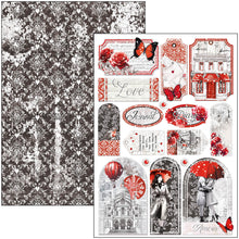 Load image into Gallery viewer, Ciao Bella - Creative Pad A4 9/Pkg - Paris Je t’aime. An elegant and modern collection that celebrates Paris with a refined combination of white, black, and red details. Available at Embellish Away located in Bowmanville Ontario Canada