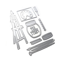 Load image into Gallery viewer, Elizabeth Craft - Metal Die - Planner Essentials 59 - Art Party. Elizabeth Craft dies will give an added touch to any paper project. This package contains a set of 11 metal dies. Easel Die Size: 2.1x6.5 inches. Available at Embellish Away located in Bowmanville Ontario Canada.