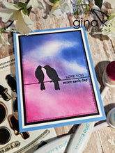 Charger l'image dans la galerie, Gina K. Designs - Stamp - Serene Skies. Melanie Muenchinger has created some perfect silhouettes, powerlines and barbed wire fences to complement your blended ink backgrounds. This set is made of premium clear photopolymer and measures 6" X 8". Available at Embellish Away located in Bowmanville Ontario Canada. Example by Melanie Muenchinger.