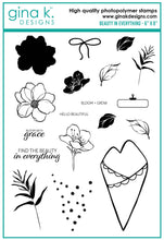 Cargar imagen en el visor de la galería, Gina K. Designs - Stamp & Die Set - Beauty In Everything. Beauty in Everything is a stamp and die set by Lisa Hetrick. This set is made of premium clear photopolymer and measures 6" X 8". Made in the USA. Available at Embellish Away located in Bowmanville Ontario Canada.