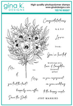 Cargar imagen en el visor de la galería, Gina K. Designs - Stamp & Die Set - Toss the Bouquet. Toss the Bouquet is a set by Hannah Drapinski. Available at Embellish Away located in Bowmanville Ontario Canada.