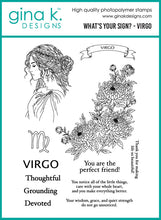 Cargar imagen en el visor de la galería, Gina K. Designs - Stamp & Die Set - What's Your Sign?- Virgo. Set by Arjita Singh. At Embellish Away in Bowmanville Ontario Canada.