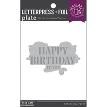 Charger l'image dans la galerie, Hero Arts - Letterpress & Foil Plate - Happy Birthday. Welcome to our first Letterpress + Foil plate for the Spellbinders BetterPress system! This snowy tree scene really stands out when used for foiling. Available at Embellish Away located in Bowmanville Ontario Canada.