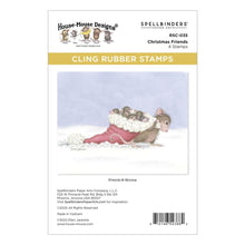 Load image into Gallery viewer, House Mouse - Cling Rubber Stamp - Christmas Friends. Christmas Friends Cling Rubber Stamp is part of the House-Mouse Holiday Friends Collection. Monica scooped up her little friends for a ride in Santas Hat! Where are they going? Available at Embellish Away located in Bowmanville Ontario Canada.