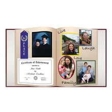Load image into Gallery viewer, Pioneer - Post Bound Album With Buff Pages - 11.75"X14" - Burgundy. Ideal for newspaper articles, photos and large memorabilia. Contains 25 pages (50 sides) acid free 11-3/4 X14 inch pages are acid free and do not include sheet protectors. Available at Embellish Away located in Bowmanville Ontario Canada. Example by brand ambassador.