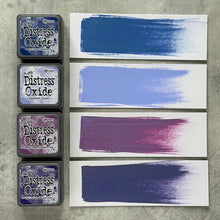 Charger l'image dans la galerie, Ranger - Tim Holtz - Distress Mini Oxide Ink Pads Kit, #5 (4pc). Colours: Prize Ribbon, Shaded Lilac, Seedless Preserves and Villianous Potion. Available at Embellish Away in Bowmanville Ontario Canada.