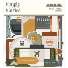 Load image into Gallery viewer, Simple Stories - Bits & Pieces Die-Cuts - 38/Pkg - Here & There - Journal. Die-Cuts are a great addition to scrapbook pages, greeting cards and more! The perfect embellishment for all your paper crafting needs! Available at Embellish Away located in Bowmanville Ontario Canada.