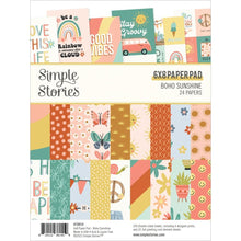 Load image into Gallery viewer, Simple Stories - Double-Sided Paper Pad 6"X8" - 24/Pkg - Boho Sunshine. A high quality 65 pound printed designer cardstock perfect for use with scrapbooking, paper crafting, card making, planning, home decor and more! Available at Embellish Away located in Bowmanville Ontario Canada.