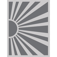 Load image into Gallery viewer, Simple Stories - Stencil 6"X8" - Retro Summer - Sunburst. This 6x8 inch reusable stencil can be used with your favorite inks, embossing pastes, glitter pastes, texture pastes, paper glazes, paints, sprays, and other crafting mediums. Available at Embellish Away located in Bowmanville Ontario Canada.