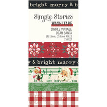 Load image into Gallery viewer, Simple Stories - Washi Tape 5/Pkg - Simple Vintage Dear Santa. Washi tapes are multi purpose tapes that can be used to embellish journals, artwork, mixed media, greeting cards and more Available at Embellish Away located in Bowmanville Ontario Canada.
