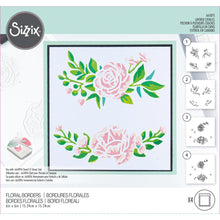 Charger l'image dans la galerie, Sizzix - Making Tool Layered Stencil 6"X6" By Olivia Rose - Floral Borders. This beautiful floral Layered Stencil design complete with luscious leaves is perfect for creating a border for papercraft makes for all occasions. Available at Embellish Away located in Bowmanville Ontario Canada.