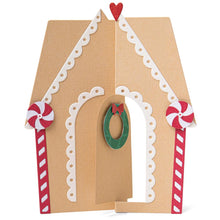 Load image into Gallery viewer, Sizzix - Thinlits Dies By Jen Long - 10/Pkg - Gingerbread House Card. Impress friends and family this festive season with this Gingerbread House card design by Jen Long! Available at Embellish Away located in Bowmanville Ontario Canada. Example by brand ambassador.