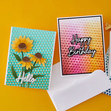 Cargar imagen en el visor de la galería, Spellbinders - BUNDLE 3D Embossing Folder & Stencil Bundle - Cascading Dots. Embossing Folder 5.5x8.5. Available at Embellish Away in Bowmanville Ontario Canada. Example by Simon Hurley.