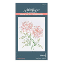 將圖片載入圖庫檢視器 Spellbinders - BetterPress Press Plate - Peony Perfection Registration. The set of six press plates and one mylar printed registration template come together to create a beautiful two stemmed Peony blooms with a choice of four sentiments. Available at Embellish Away located in Bowmanville Ontario Canada.