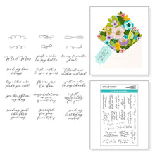 Load image into Gallery viewer, Spellbinders - Clear Stamp Set - Envelope Of Wonder -Sentiments Of Wonder. Envelope of Wonder Sentiments Clear Stamp Set are from the Envelope Full of Wonder Collection with a set of 21 clear images. Available at Embellish Away located in Bowmanville Ontario Canada.