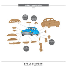Cargar imagen en el visor de la galería, Spellbinders - I Want It All Bundle - Classic Road Legends 2.0. By Mindy Eggen. Available at Embellish Away located in Bowmanville Ontario Canada. Instruction sheet for assembly. Sedan Street Cruiser.