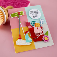 Charger l'image dans la galerie, Spellbinders - Die - Squeaky Clean. Mop, Sponge, gloves and bucket. Available at Embellish Away in Bowmanville Ontario Canada. Example by bran ambassador.