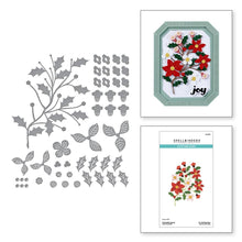 Load image into Gallery viewer, Spellbinders - Etched Dies - From Home For The Holidays - Poinsettia Spray. When assembled, this beautiful set of 10 thin metal cutting dies creates a lovely spray of Poinsettia blooms. Available at Embellish Away located in Bowmanville Ontario Canada.